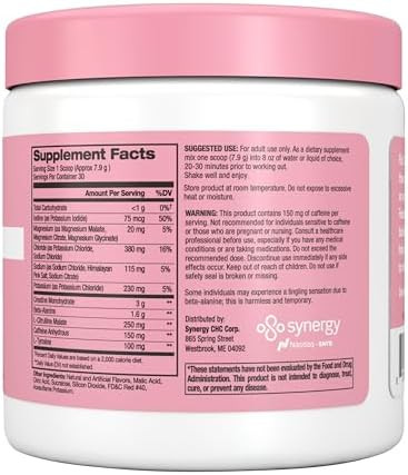 Flat Tummy Pre Workout Powder For Women “ Energy Endurance And Muscle Support With 3G Creatine 1.6G Betaalanine Electrolytes “ Watermelon Flavor “ 30 Servings
