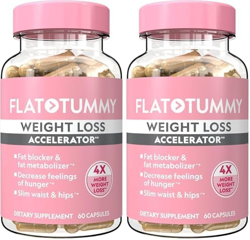 Flat Tummy Weight Loss Accelerator “ Clinically Proven Fat Burner & Appetite Suppressant For Women Post Glp1 Supplement “ Achieve A Slimmer Waist & Hips “ 60 Capsules