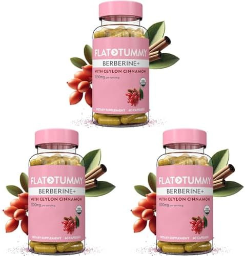 Flat Tummy Berberine Plus Supplement 1200Mg Berberine Per Serving Post Glp1 Berberine Supplement Organic Berberine With Ceylon Cinnamon 4:1 Potency “ 60 Capsules