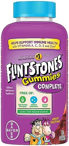Flintstones Vitamins Complete Gummies Kids Vitamins With Vitamin C For Toddlers And Children Kids Multivitamin With Vitamin A B6 B12 E & Zinc 180 Count