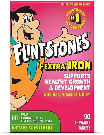 Flintstones Vitamins Chewable Kids Multivitamin With Vitamin C D B12 & Iron For Toddlers 90 Count