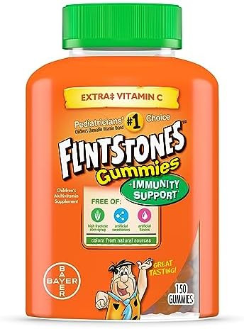 Flintstones Vitamins Gummies Kids Vitamins With Immunity Support Kids And Toddler Multivitamin With Vitamin C Vitamin D B12 Zinc & More Orange 150Ct