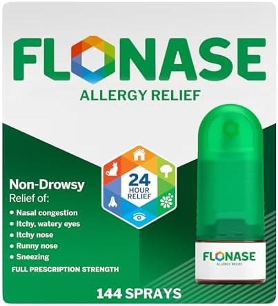 Flonase Allergy Relief Nasal Spray 24 Hour Non Drowsy Allergy Medicine Metered Nasal Spray 144 Sprays Fall And Seasonal Allergy Relief