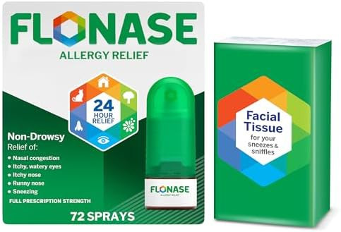 Flonase Allergy Relief Nasal Spray 24Hour Nondrowsy Multisymptom Relief 72 Sprays Plus Bonus Pack Of Tissues