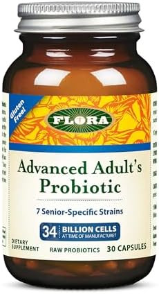 Flora Advanced Adult'S Blend Probiotic Seven Seniorspecific Strains Gluten Raw Probiotic With 34 Billion Cells 60 Capsules
