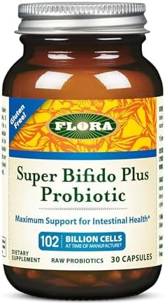 Flora Super Bifido Plus 102 Billion Cfu Raw Probiotics For Men & Women Bifidobacterium Lactobacillus Digestion Ibs Immune System Gut Balance Supplements 30 Vegetarian Capsules