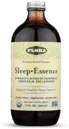 Flora Sleep Essence 17 Oz Synergistic Supplement Blend Of Chammoile Lemon Balm And Lavender Herbal Tonic Organic Non Gmo Vegan