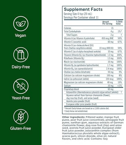 Flora Kids Multi Essentials+ Liquid Multivitamin Formula 13 Essential Vitamins & Minerals 7.6 Fl Oz