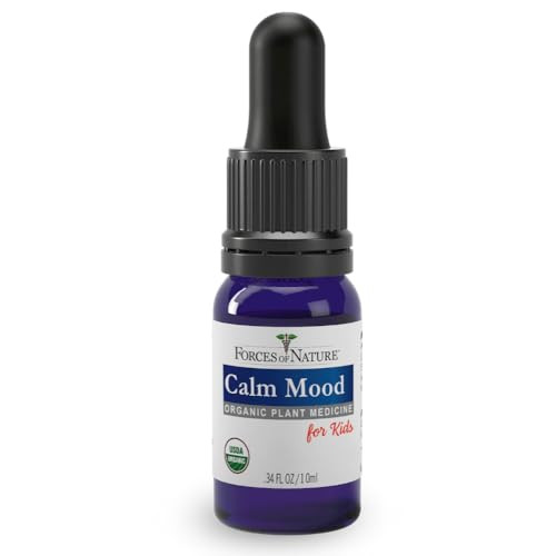 Forces Of Nature Calm Mood (0.34 Fl Oz) & Focus More Kids (1 Fl Oz) Bundle “ Organic Sublingual Tinctures With Plantbased Ingredients To Relieve Stress Boost Mood Sharpen Focus & Support Clarity