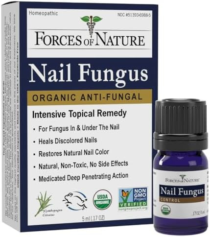 Forces Of Nature Toenail Nail Fungus Treatment Organic Antifungal Restores Appearance Of Toenails And Fingernails Homeopathic Medicine For Cracked Dry Damaged & Discolored Nails 0.17 Fl Oz