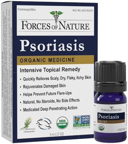 Forces Of Nature Natural Organic Psoriasis Maximum Strength Multisymptom Relief For Redness Flaky Itch Or Dry Skin Reduce Flareups On Skin And Scalp With Essential Oils Nongmo 0.17 Fl Oz