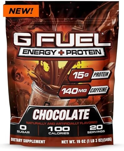 G Fuel Protein + Energy Drink Powder Pre Workout Caffeine Mix For Gaming Sugar Focus Amino Vitamin + Antioxidants 19Oz Cafe Mocha 20 Servings