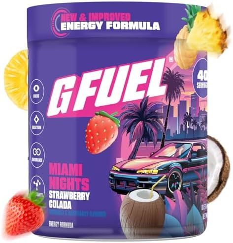 G Fuel Gamma Labs G Fuel Tropical Rain Energy Drink Powder Pre Workout Caffeine Powder Energy Powder Drink Mix For Gaming Sugar Focus Amino Vitamin + Antioxidants 9.8Oz (Fruit Medley 40 Servings)