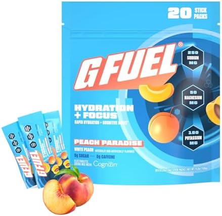 G Fuel Electrolytes Powder For Instant Hydration And Focus Sugar Strawberry Flavor Electrolyte And Nootropic Drink Mix To Sharpen Mental Focus 20 Servings