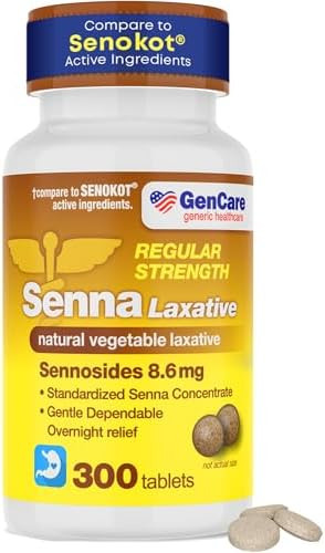 Gencare Senna Laxative 600 Tablets Senna 8.6Mg Tablets With Natural Sennosides Laxatives For Constipation Bloating Gas & Irregularity Relief. Safe & Effective Uniqus For Senokot