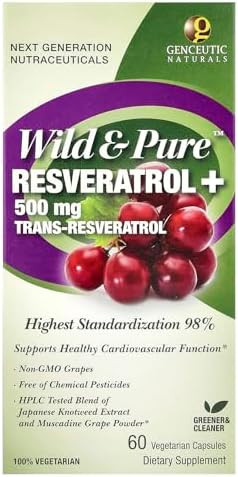 Genceutic Naturals Wild & Pure Resveratrol Vegetarian Capsules 60Count