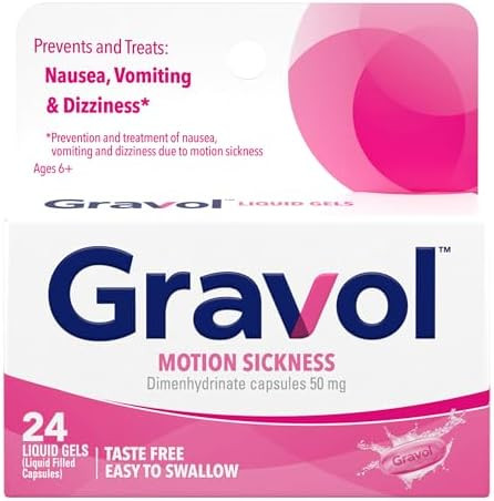 Gravol Liquid Gels 50Mg For Motion Sickness Prevention And Relief 8Ct