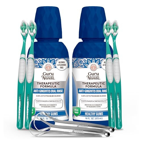Gurunanda Therapeutic Formula Antigingivitis Oral Rinse Mouthwash With 0.05% Cpc For Healthy Gums 16 Oz