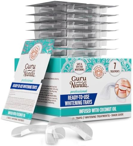 Gurunanda Double Bright Smile Kit “ 7 Day Readytouse Whitening Trays & 16 Day Whitening Strips For Quck Even Whitening & A Radiant Confident Smile