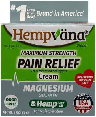 Hempvana Magnesium Maximum Strength Pain Relief Cream Hemp Seed Oil Fastacting Targeted Relief Arthritis Back Knees & More High Blood Pressure Safe Made In Usa Asseenontv