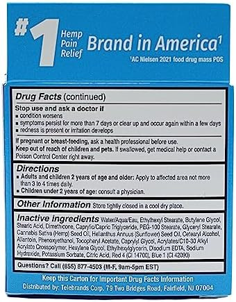 Hempvana Ultrastrength Nerve Relief Cream W/100% Pure Hemp Seed Oil As Seen On Tv Relieves Nerve Pain Shooting Pain Joint Pain Tingling Muscle Cramps Crawling Sensations 3 Oz Jar