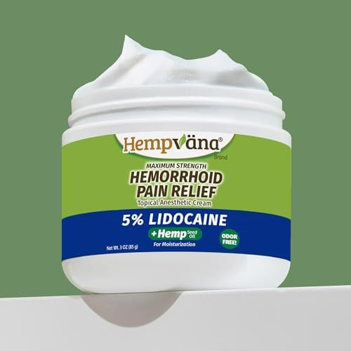Hempvana Hemorrhoid 5% Lidocaine Pain Relief Cream Asseenontv Relieves Itching Throbbing And Burning Discomfort Caused By Hemorrhoids Enriched W/ 100% Hemp Seed Oil Nongreasy Odor 3Oz