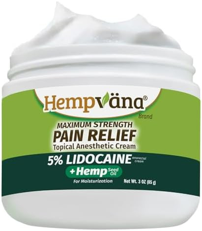 Hempvana 5% Lidocaine Relief Cream Maximum Strength Asseenontv Strong Cream Numbs Irritated Nerves For Fast Anorectal Relief Nongreasy Targeted Longlasting Relief. Enriched With Hemp 3 Oz