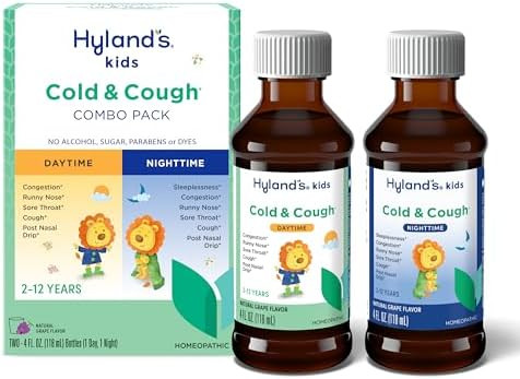 Hyland'S Kids Cold And Cough Day And Night Combo Pack Cold Medicine For Ages 2 And Up Syrup Cough Medicine For Kids Nasal Decongestant 4 Fl Oz (Pack Of 2)