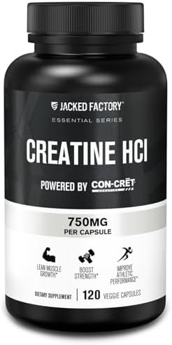 Jacked Factory Creatine Hcl Capsules Con Cret Creatine Pills 750Mg Lean Muscle Growth & Recovery Boost Strength & Endurance No Bloating Or Cramps 120 Capsules