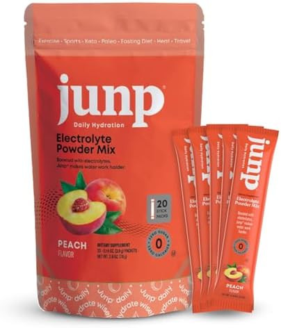 Junp Sugar Electrolytes Powder Packets For Water Instant Hydration Packets With Salt & Potassium Zero Calorie No Carbs No Sugar Electrolyte Drink Mix Sticks Keto Friendly Wild Berry 20 Pack