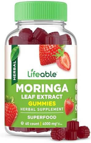 Lifeable Moringa Gummies For Adults 4000Mg Moringa Extract Great Tasting Moringa Supplement Antioxidant Superfood For Men Women 60 Gummies