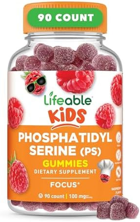 Lifeable Phosphatidylserine (Ps100) Kids 100Mg Kids Focus Gummies Great Tasting Phosphatidylserine Supplement Focus Supplement For Kids 90 Gummies