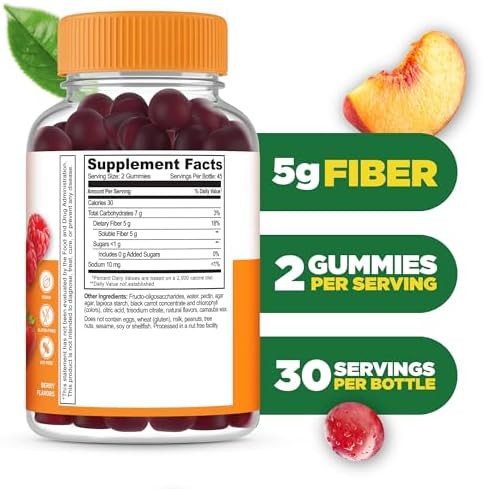 Lifeable Prebiotic Fiber Gummies For Adults 5G Great Tasting Fiber Supplement Gummies Prebiotic Gummies For Digestive Health High Fiber Gummies For Women Men 90 Gummies