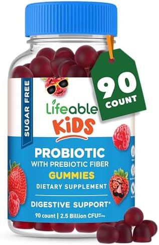 Lifeable Sugar Probiotics With Prebiotics Fiber For Kids “ Great Tasting Natural Flavor Gummy Supplement “ Keto Friendly Probiotic Chewable “ 90 Gummies