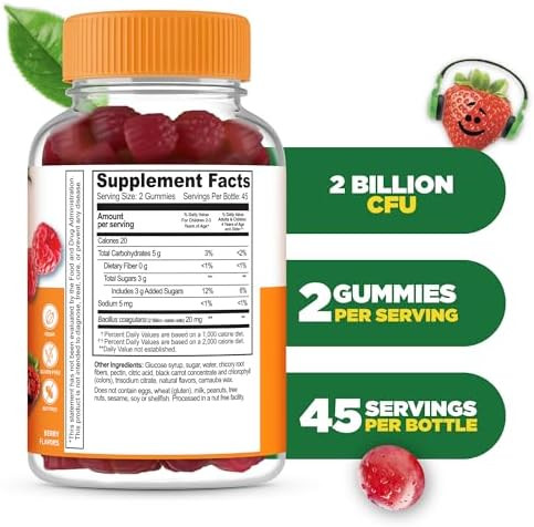 Lifeable Kids Probiotics Gummies 2 Billion Cfu Great Tasting Kids Probiotic Gummies For Gut Health Digestive Support And Immune Support 90 Probiotic Gummies For Kids And Toddlers Lifeable
