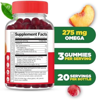 Lifeable Omega 3 6 9 Gummies With Vegan Dha Supplement Fish Oil Alternative From Plant Based Flaxseed Oil Great Tasting Omega 3 Supplement For Adults Men & Women 60 Gummies