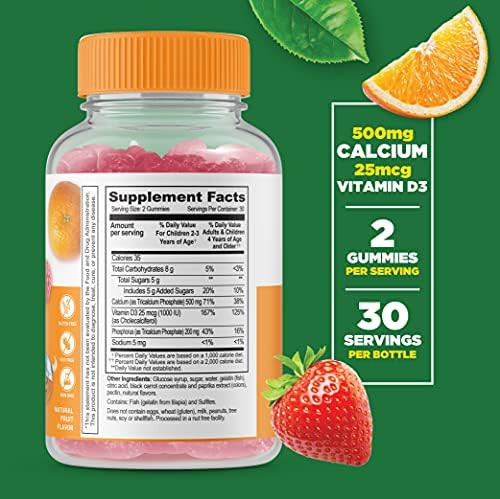 Lifeable Calcium With Vitamin D Kids + Probiotic 2 Billion Cfu Kids Gummies Bundle Great Tasting Vitamin Supplement Gluten Gmo Chewable Gummy