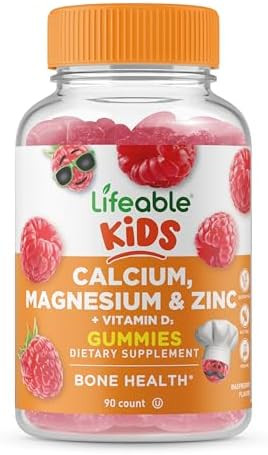 Lifeable Kids Calcium Magnesium Zinc Gummies Calcium With Vitamin D3 Great Tasting Calcium Supplements For Kids Calcium Gummies For Bone Health 90 Gummies