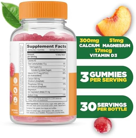 Lifeable Calcium Magnesium And Vitamin D Gummies Great Tasting Calcium Magnesium Supplement For Bone Health Calcium Gummies For Adults 90 Gummies