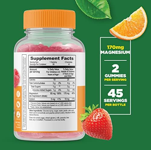 Lifeable Magnesium Citrate Kids + Calcium Magnesium & Zinc Kids Gummies Bundle Great Tasting Vitamin Supplement Gluten Gmo Chewable Gummy