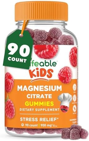 Lifeable Magnesium Gummies For Kids 900Mg Magnesium Citrate Great Tasting Kids Magnesium Supplement Gluten Muscle Support And Stress Relief Chewable 90 Gummies