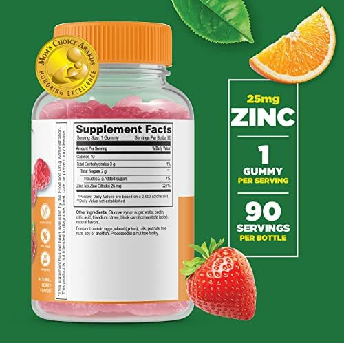 Lifeable Zinc 25Mg Kids + Calcium Magnesium & Zinc Kids Gummies Bundle Great Tasting Vitamin Supplement Gluten Gmo Chewable Gummy