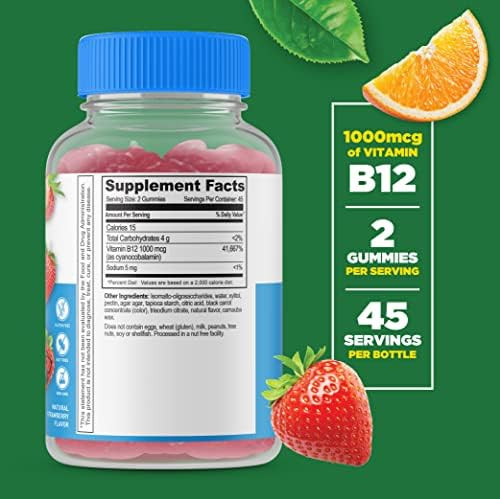 Lifeable Sugar Vitamin B12 Kids + Vitamin D Kids Gummies Bundle Great Tasting Vitamin Supplement Gluten Gmo Chewable Gummy