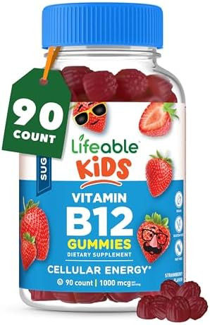 Lifeable Sugar Kids Vitamin B12 Gummies 1000 Mcg Great Tasting B12 Vitamins For Kids Energy Mood And Metabolism Support B 12 Vitamin Gummies For Boys And Girls 90 Gummies