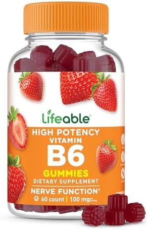 Lifeable Vitamin B6 Gummies 100Mg Great Tasting Vit B6 Supplement Vegan B6 Vitamins For Nerve Support Supplement Vitamin B 6 For Adults Men Women 60 Gummies