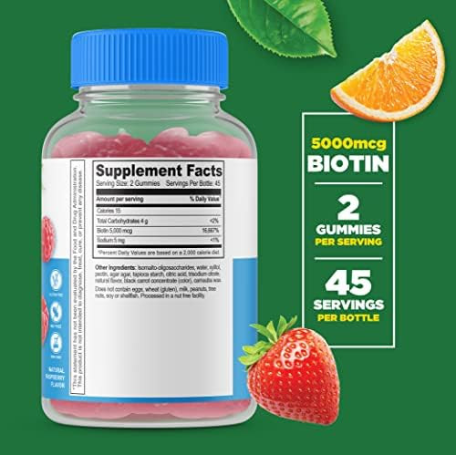Lifeable Sugar Biotin + Vitamin B12 Gummies Bundle Great Tasting Vitamin Supplement Gluten Gmo Chewable Gummy