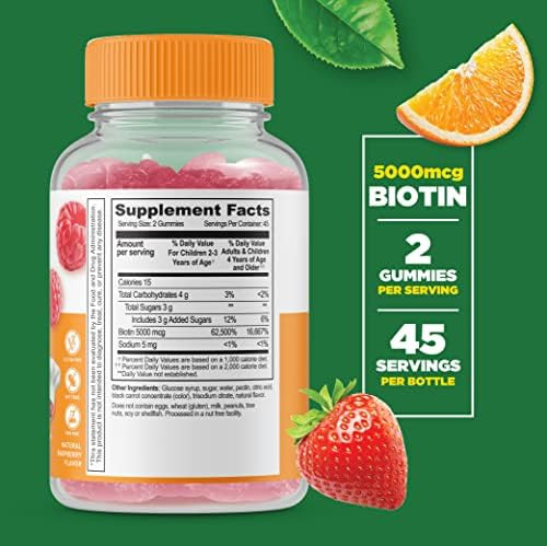 Lifeable Biotin Kids + Prebiotic Fiber Kids Gummies Bundle Great Tasting Vitamin Supplement Gluten Gmo Chewable Gummy