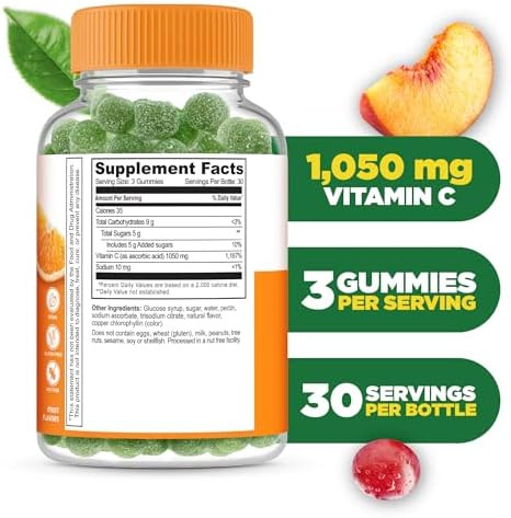 Lifeable Vitamin C Great Tasting Natural Flavor Gummy Supplement Vegetarian Gmo Chewable Vitamins For Immune Support 90 Gummies (1050 Mg)