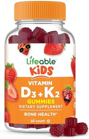 Lifeable Kids Vitamin D3 K2 Gummies 500Iu D3 And K2 100Mcg Great Tasting D3 And K2 Supplements For Bone Health And Immunity Vit D3 K2 For Kids 60 Gummies