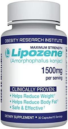 Lipozene Weightmanagement Fiber Supplement 60 Capsules Nonstimulant Glucomannan Formula For Healthy Lifestyle Support